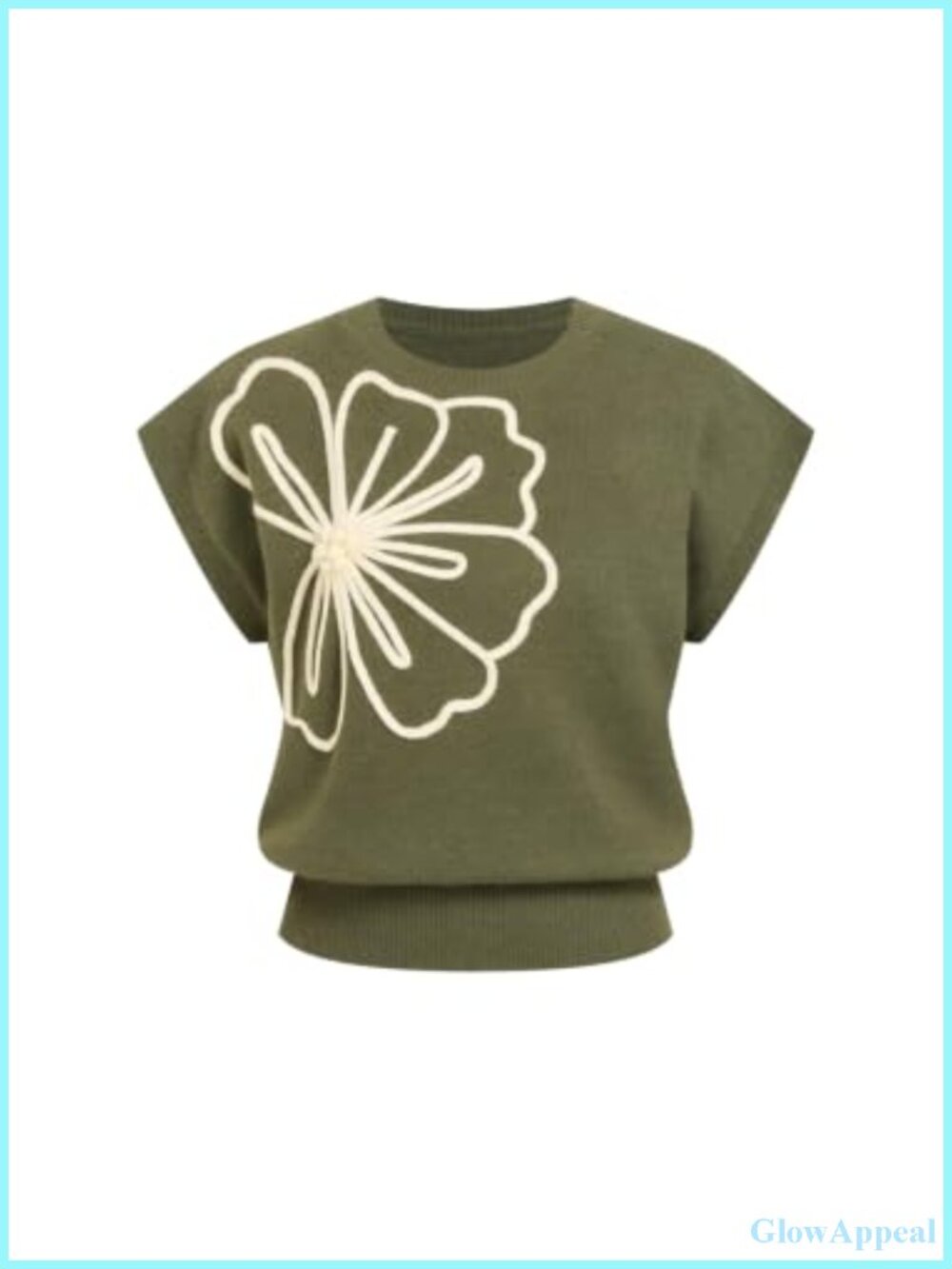 Floral Knit Sweater Vest Boxy Crop Top Layering Spring